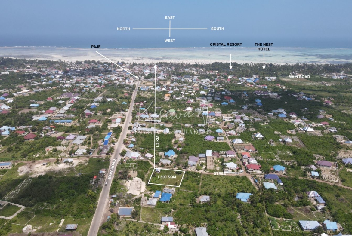Terrain vendre Zanzibar Paje 1 800m2