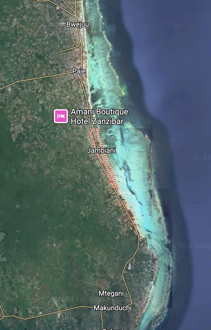 Vue Google Maps Paje Jambiani Shungi Makunduchi Zanzibar